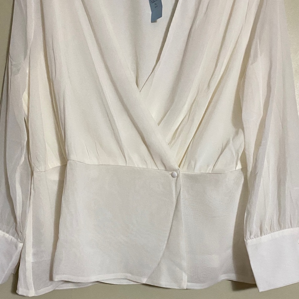 Ann Taylor Cream V-Neck Blouse - Picture 4 of 7
